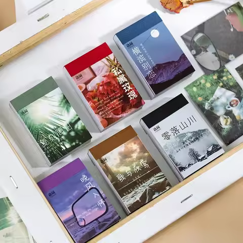 50 Sheets World scenery Style Sticker Book Washi Paper Journal DIY Material Decoration Sticker Memo 