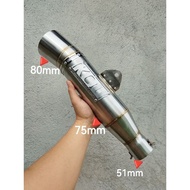 STAINLESS OPEN PIPE  AUN DAENG 51 MM TUBE TYPE BLUE TIP UNIVERSAL EXHAUST MUFFLER CANISTER ONLY