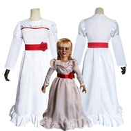 Halloween Horror Annabelle White Dress Cosplay Costume
