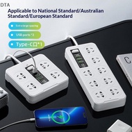 DTA Universal Power Strip Socket EU US AU Plug With USB Type-c PD Surge Protector Power Cord Extensi