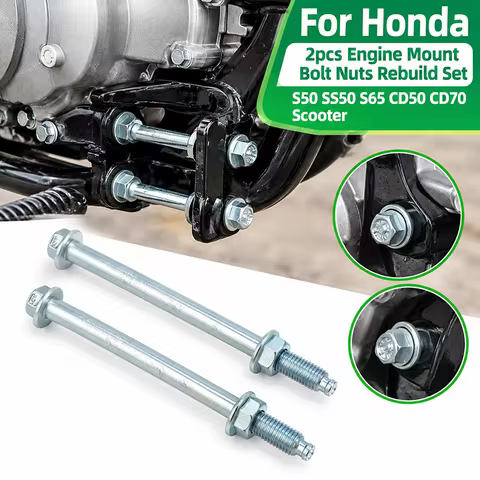 For Honda 2pcs Engine Mount Bolt Nuts Rebuild Set S50 SS50 S65 CD50 CD70 Scooter