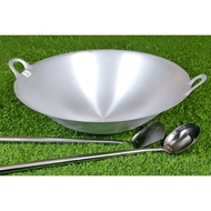 Aluminium Wok CAP UDANG Double Handle Polished White Aluminium Wok (Size 8'' - 22'') KUALI KILAT ALU