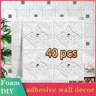 40Pcs foam wallpaper adhesive design Wall paper wall 3D sticker decoration roof ceiling home Panner 
