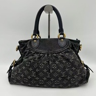 「JL精品代購」 9新lv黑色丹寧cabby牛仔手提托特包