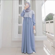 Dress Jora Crinkle Import Mix Brokat Malika Premium Wudhu Friendly GAMIS LEBARAN GAMIS KONDANGAN