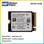 [เพื่อส่งพร้อม] SN740 WD ดิจิตอลตะวันตก512GB M.2 NVMe 2230 PCIe 4.0x 4 SSD สำหรับห้องอบไอน้ำ/พื้นผิว Pro 9 /Rog Flow X13 /Gpd Win Max2 / Surface Laptop 4