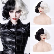 101 Spotted Dog Wig Kuira Black and White Wig Cruella de Vil cosplay Wig_Fast delivery
