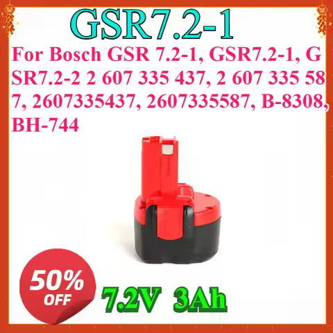 Replacement Battery for Bosch GSR 7.2-1, GSR7.2-1, GSR7.2-2 2 607 335 437, 2 607 335 587, 2607335437