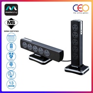 Masterplug Surge Protector 10 Gang 2 USB 3.1A 2 Meter Extension Leads Tower Sockets Power Cord Gloss