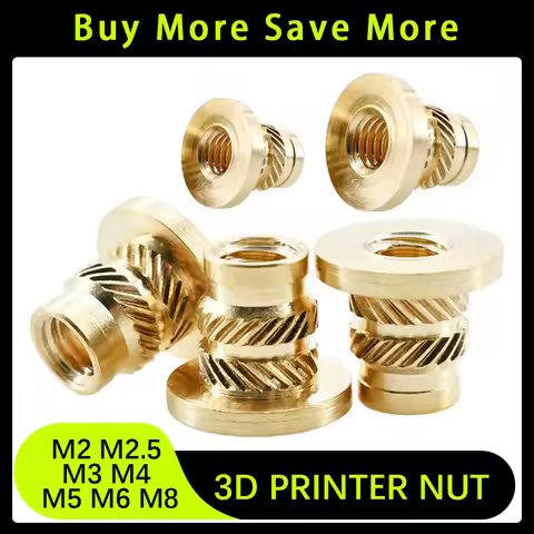 M2 M2.5 M3 M4 M6 M8 Brass Double Twisted Knurled Embedded Injection Nut Flange Insertion Nut Inserti