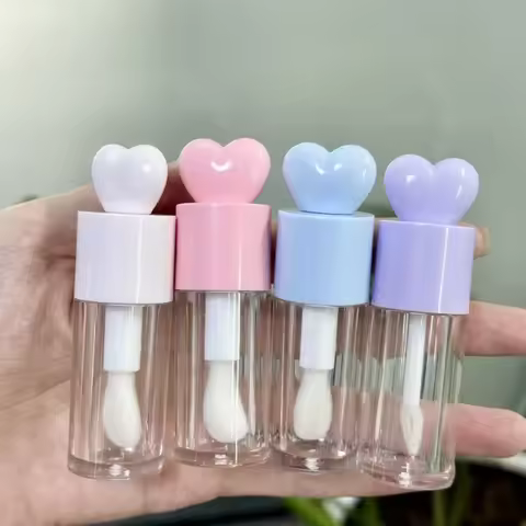 6ml Clear Top Ball/Heart Shape Tube Big Doe Foot Lipgloss Container Unique Large Brush Chunky Lip Gl