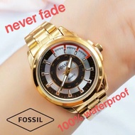 【100% Original】๑﹍Relo FOSSIL Stainless waterproof watch 24k gold plared fashion watches for men wome