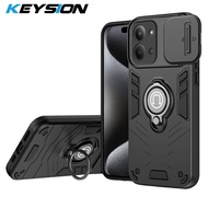 KEYSION Shockproof Armor Case for Xiaomi POCO C85 Slide Camera Lens Protection Ring Stand Phone Back