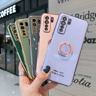 Stand Case OPPO A94 A15S A53 2020 A3s A12e A5s A7 A12 A15 A83 A52 A92 A5 A9 A31 A91 2020 Reno 3 2F 2 Soft Plating All-inclusive Lens TPU Phone  With Ring Popsocket Case