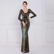 Evening dress womens new banquet Sequin fishtail prom party dress long gown formal birthday dress we
