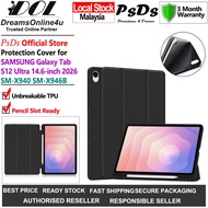 PsDs SAMSUNG Tab S12 Ultra 14.6 2026 SM-X940 SM-X946B Unbreakable Pencil Holder TPU Smart Auto Sleep