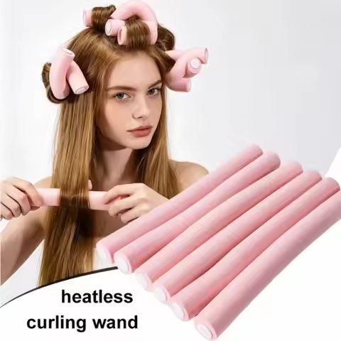 6 Pack Oversize Non Heat Curling Wands for Overnight Creates Fluffy Waves in Long or Medium Hair Non