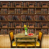 Roll of 10 meters of 45cm 3d bookshelf wallpaper with pre-adhesive glue