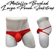 Men's Jockstrap: Polyester Metallic Brushed Look Jockstrap with Large 3D Pouch (KS1918SD)