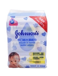 【嬰幼兒必須品】Johnson’s baby 強生嬰兒 手口純水濕紙巾 100 片 x 3包