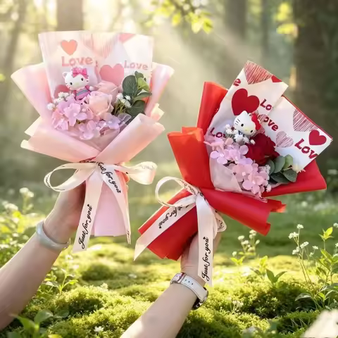 Artificial Flowers Creative Sanrio Hellokitty Bouquets Christmas Birthday Valentine Mother's Day Gra