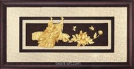 立體金箔畫 黃金畫純金 雅鑑鑫品 花開富貴 孔雀 外框42x81cm免運費 新居落成送禮 同事離職送禮【華真藝廊】