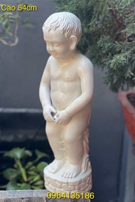 Tượng cô gái vác vò đổ nước h52cm màu đồng gốm sứ Bát Tràng