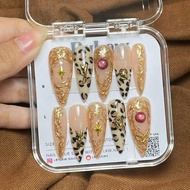 [ByLaw. Nails] Luxury Gyaru Press On Nails | 3D Metallic Gold Texture Design | Fierce Leopard Cheeta
