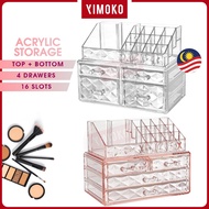 Acrylic Makeup Organizer with 4 Drawers Cosmetics Case Storage Display Jewelry Box Rack Container Set 3 Layer Tier