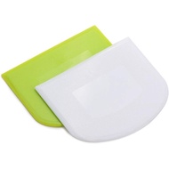 WAFJAMF 2 PCS Plastic Dough Scraper Bowl Scraper, Food-Grade Bench Scraper, Flexible Dough Cutter, M