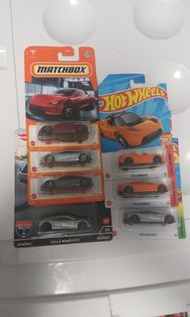 【Tesla Roadster】[一套7架優惠套裝] 全新7架風火輪火柴盒特斯拉“開蓬車”高性能電動運動型開蓬合金模型玩具跑車7 pieces hotwheels matchbox tesla roa