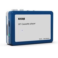 EZCAP เครื่องเล่นเทป BT แบบพกพาเครื่องเล่นเทป4.2เทปเสียงถอยหลังอัตโนมัติพร้อมหูฟังเครื่องเล่นคาสเซ็ต