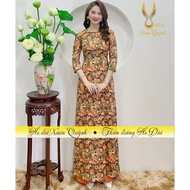 Áo Dài Dải Hoa Màu Cam Lụa Habutai K51 Sang Trọng Nổi Bật - Áo Dài Xuân Quỳnh