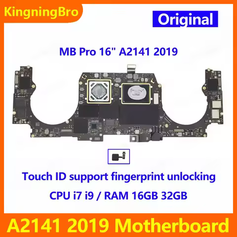 Original A2141 Motherboard i7 i9 16GB 32GB For MacBook Pro 16" A2141 Logic Board With Touch ID 2019 