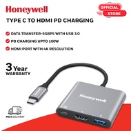 Honeywell High-Speed 3-in-1 Type C to HDMI Port with PD Charging Upto 100W & USB 3.0 Adapter Quick T