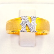 Happy Jewelry แหวน ตัวอักษร N ทองแท้ 9k 37.5% เพชรเกสร AL109