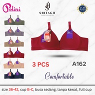 3 Pcs Bra Polini A162 K3 | Cup B | Medium Cup | WITHOUT WIRE | Medium Foam | Hook 3 | Size 36-42
