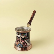 Turkish Coffee Pot Floral Pattern Copper Cezve