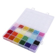 26400Pcs 2mm Glass Seed Beads 24 Colors Loose Beads Kit Bracelet Beads with 24-Grid Storage Box for Jewelry Making