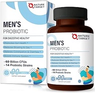 Probiotics for Men with Men Care Supplement - 60 Billion CFUs &amp; 14 Strains Dr. Formulated Prebiotics &amp; Probiotics for Men's Digestive and Immune Health, Shelf Stable, Gluten &amp; Soy Free (90 Tablets)