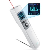 ERICKHILL Infrared Thermometer Gun, Heat Temp Temperature Gun with Meat Probe 2-in-1, Digital IR Las