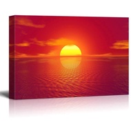 Majestic View of Red Sunrise On The Sea Giclee Printing Canvas print