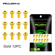 RISK 12pcs M5X10mm Bicycle Disc Brake Rotor Bolt Road MTB Bike T25 TC4 Titanium Torx Rotor Fixing Br