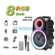 Sing-e zqs8163 single 8 inci Bluetooth speaker RGB running light Wireless bateri boleh dicas semula 