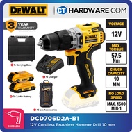 DEWALT DCD706D2A-B1 CORDLESS BL HAMMER DRILL 12V | 10MM COME WITH 2X BATTERY 12V 2.0AH & 1X CHARGER