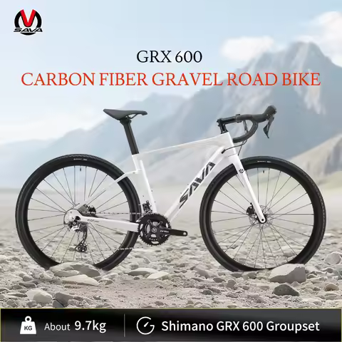SAVA Carbon Fiber Gravel Road Bike with SHIMAN0 GRX-600 11-Speed Dual Disc Brake Discs Road Bike Rac