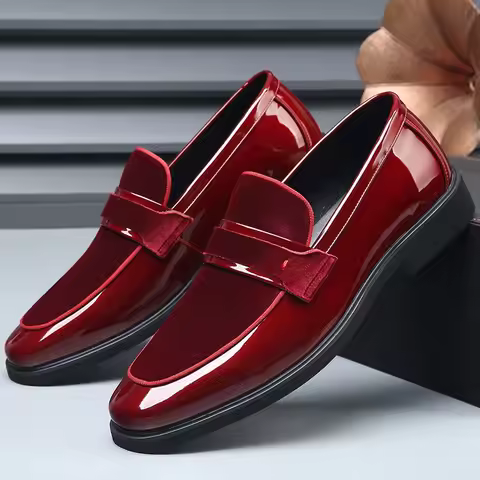formal loafers shoes for man wedding dress shoes for male black red business shoes man official mens