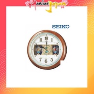 [Direct from Japan] Seiko Clock Wall Clock Karakuri Clock Radio Wave Analog Karakuri 6 Songs Melody Brown Marble Pattern RE559H