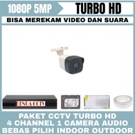 CCTV PACKAGE 5MP 4 CHANNEL 1 CAMERA 5MP TURBO HD 1080P COMPLETE CCTV AUDIO CAMERA