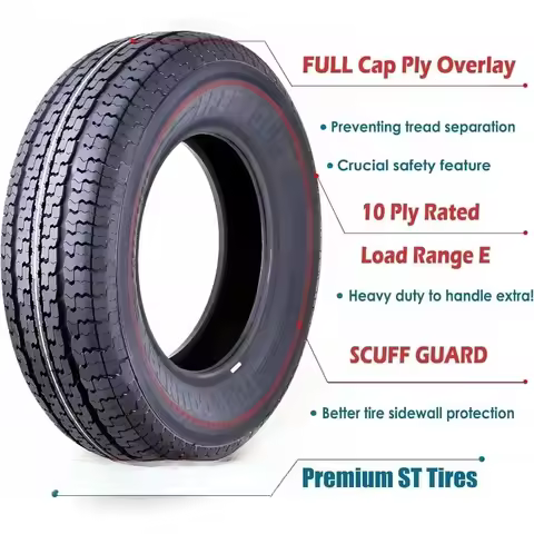 New arrivals set of 4 Heavy Duty Trailer Tires ST205/75R15 205 75 15 10-Ply Load Range E Steel Belte